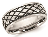 Men's Stainless Steel 8mm Polished Checkered Pattern Ring